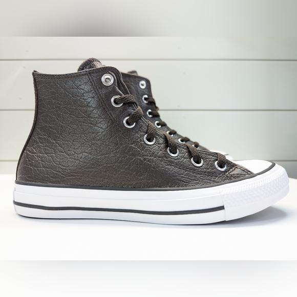 Converse Chuck Taylor All Star Tumbled Hi Velvet Brown Leather shoes Men's 10 - Picture 4 of 8
